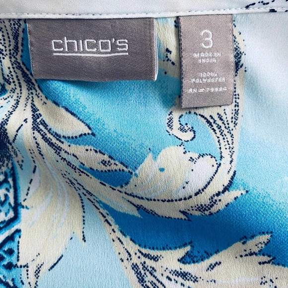 Chico's blue patterned blouse - Picture 3 of 5